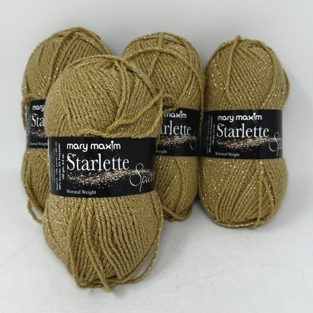 Mary Maxim Starlette Sparkle Yarn Lot of 4 Topaz Silver Worsted Weight 196yd